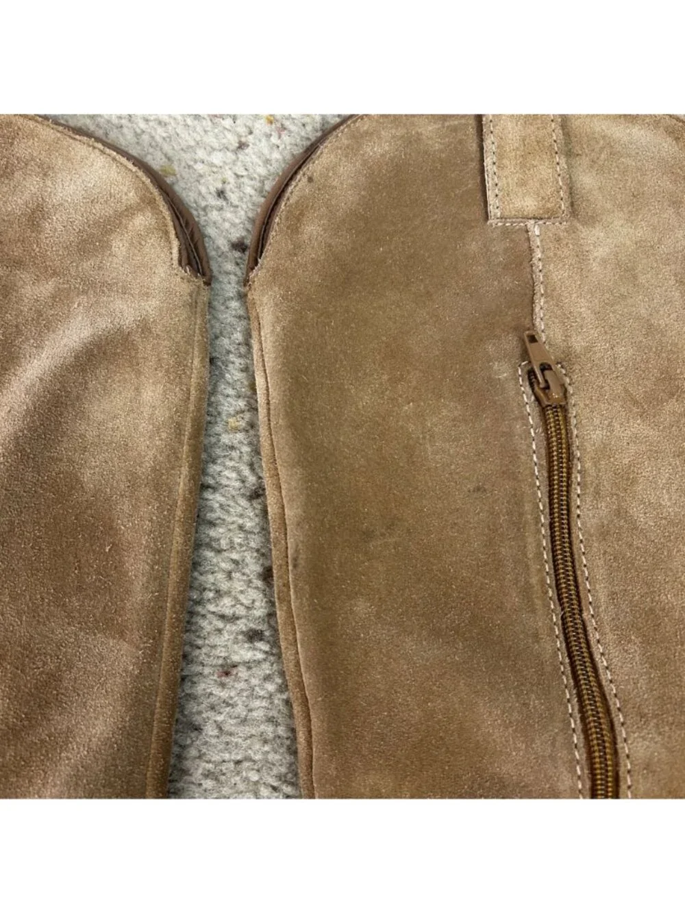 Franco Sarto Women's Suede Heeled Western Style Boots Camel Brown Size 7.5 - Picture 4 of 7